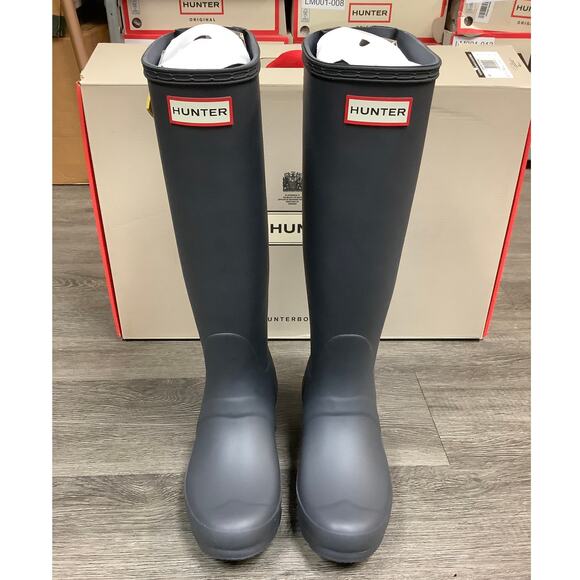 Hunter Size 5 Luna Matte Blue Yellow Original Tall Rain Boots Waterproof LM1-28 - Picture 2 of 10